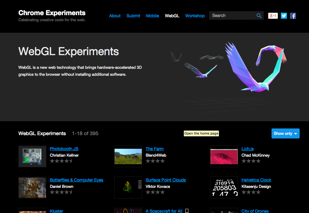 webgl - 2 chrome experiments